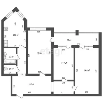 3-комнатная квартира: Стерлитамак, Вокзальная улица, 33 (82.4 м)