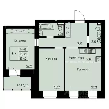 3-к кв. Красноярский край, Красноярск ул. Елены Стасовой, 82 (65.9 м)