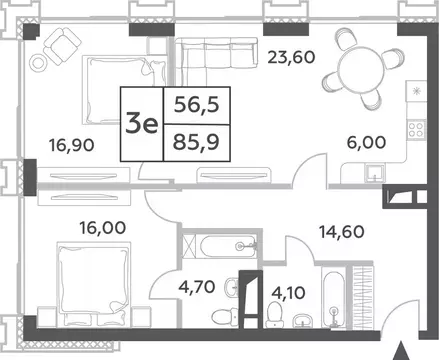 3-к кв. Москва просп. Генерала Дорохова, 49 (85.9 м)