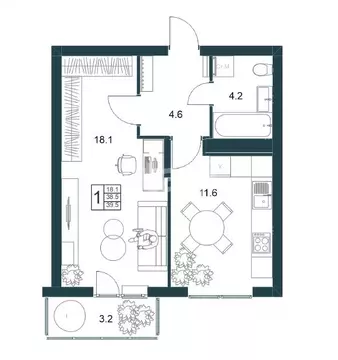 1-к кв. Липецкая область, Липецк Минская ул., 6Б (39.5 м)