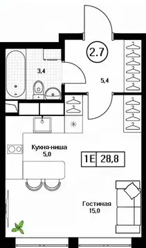 Студия Московская область, Пушкино Пушкино Град жилой комплекс (28.8 ...