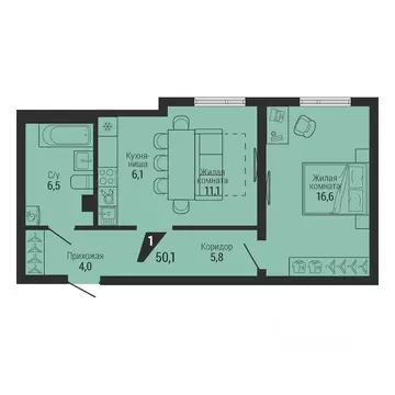 1-к кв. Свердловская область, Екатеринбург Вторчермет жилрайон,  (50.1 ...