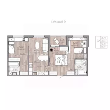 3-к кв. Хабаровский край, Хабаровск пос. Березовка, Эколенд жилой ...