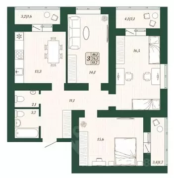 3-к кв. Самарская область, Волжский район, Смышляевка городское ...