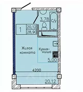 Студия Ставропольский край, Пятигорск ул. Ермолова, 28А (28.9 м)