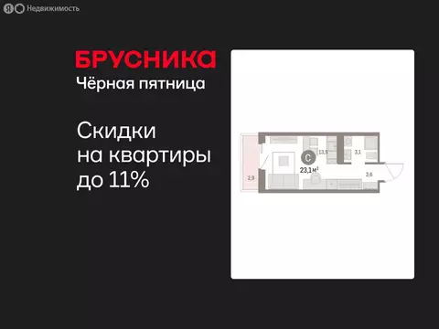 Квартира-студия: Курган, жилой район Центральный, ЖК Дом Кино (23.06 ...