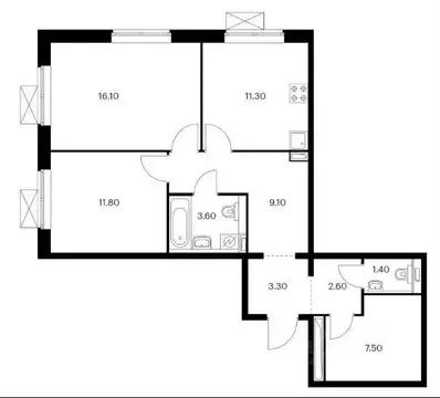 2-к кв. Московская область, Одинцово ул. Ракетчиков, 6 (66.7 м)