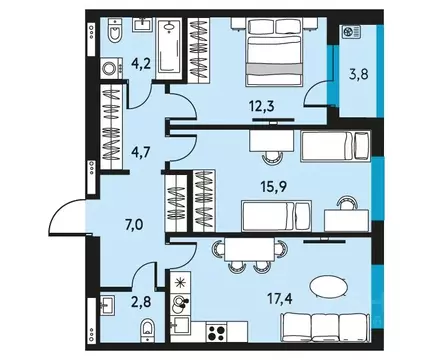 3-к кв. Пермский край, Пермь ул. Пушкина, 91 (66.2 м)