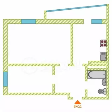 2-к кв. Тюменская область, Тюмень ул. Газовиков, 49 (43.0 м)