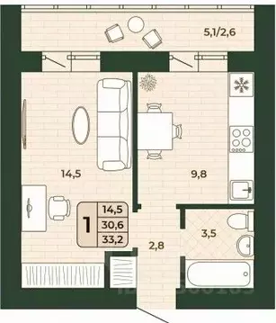 1-к кв. Самарская область, Волжский район, Смышляевка городское ...