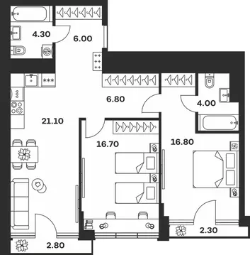2-к кв. Тульская область, Тула ул. Фридриха Энгельса, 62 (80.8 м)