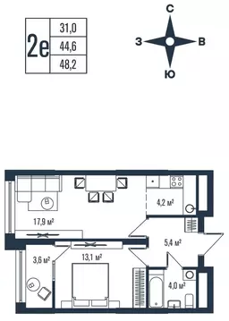 2-комнатная квартира: Владивосток, улица Тухачевского, 33к2 (48.2 м)
