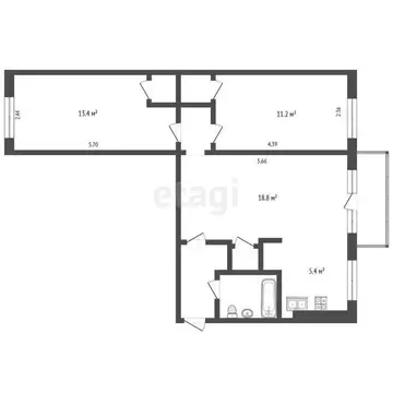 3-комнатная квартира: Судак, улица Ленина, 61 (56.1 м)