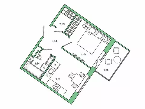 1-комнатная квартира: городской посёлок Янино-1, ЖК Янила Драйв (30 м)