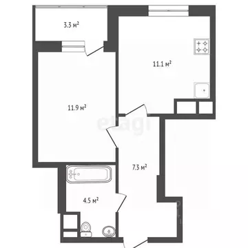 1-к кв. Тюменская область, Тюмень Интернациональная ул., 197В (34.5 м)