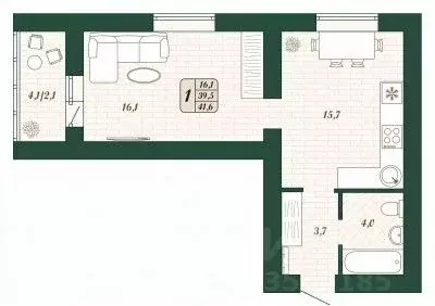 1-к кв. Самарская область, Волжский район, Смышляевка городское ...