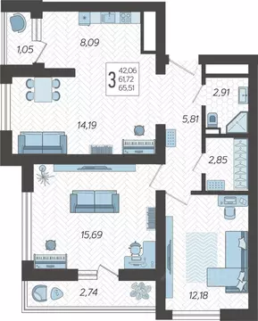 3-к кв. Краснодарский край, Сочи Бытха мкр, ул. Ясногорская, 16/2к9 ...