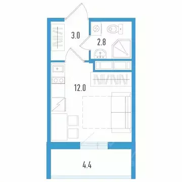 Студия Санкт-Петербург пос. Шушары, просп. Старорусский, 3к2 (19.1 м)