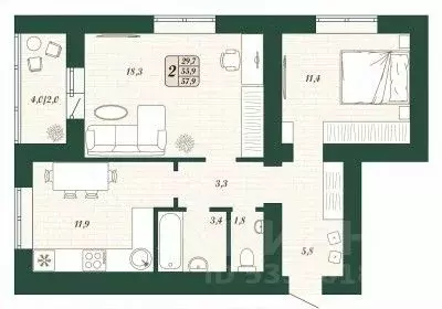 2-к кв. Самарская область, Волжский район, Смышляевка городское ...