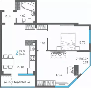 2-к кв. Крым, Ялта ул. Кирова, 155Ак2 (64.07 м)