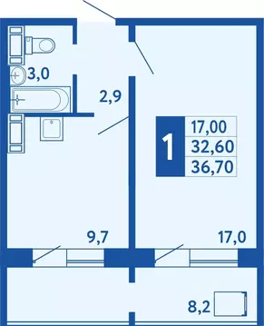 1-к кв. Башкортостан, Уфа ул. Исследовательская, 34 (36.7 м)
