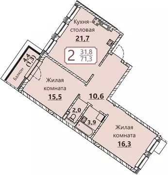 2-к кв. Чувашия, Чебоксары ул. Герцена, поз3 (71.3 м)