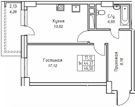 1-к кв. Саха (Якутия), Якутск 11-й кв-л,  (46.5 м)