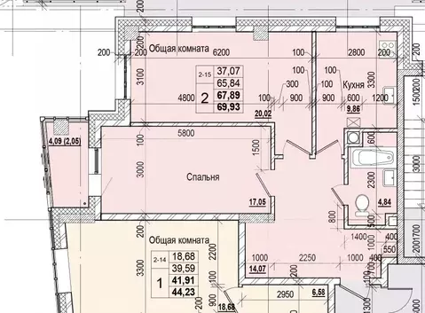 2-к кв. Саха (Якутия), Якутск ул. Чкалова (67.89 м)