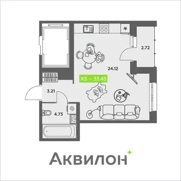 1-к кв. Архангельская область, Архангельск ул. Валявкина, 38 (33.45 м)