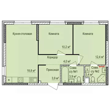 2-к кв. Удмуртия, Ижевск Буммаш жилрайон, Покровский жилой комплекс ...