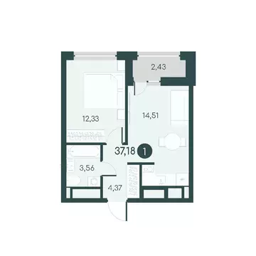 1-к кв. Курганская область, Курган 18-й мкр, 7 (37.18 м)