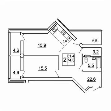2-к кв. Приморский край, Владивосток Лесная ул., 1В/1 (78.9 м)