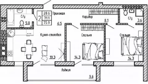 2-к кв. Воронежская область, Рамонский район, с. Ямное ул. Генерала ...