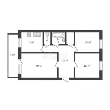 3-к кв. Тюменская область, Тюмень ул. Мира, 65А (57.9 м)