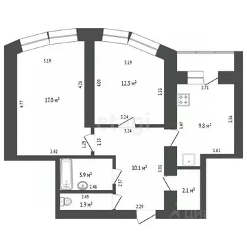 2-к кв. Орловская область, Орел Комсомольская ул., 269 (57.1 м)