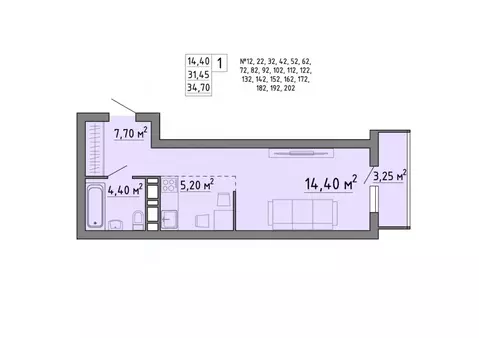 1-к кв. Липецкая область, Липецк Агрономическая ул. (34.95 м)