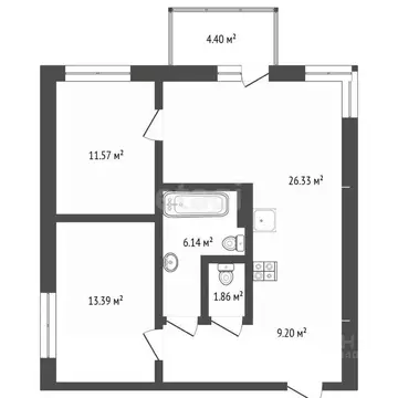 2-к кв. Тюменская область, Тюмень Профсоюзная ул., 63к1 (68.0 м)