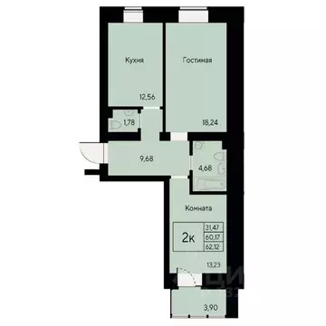 2-к кв. Красноярский край, Красноярск ул. Елены Стасовой, 80 (62.0 м)