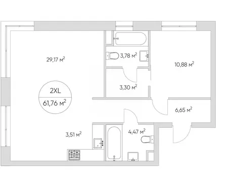 2-к кв. Москва Н айс Лофт жилой комплекс (61.8 м)