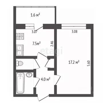 1-к кв. Псковская область, Печоры Индустриальная ул., 4 (32.8 м)