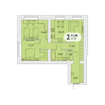 2-к кв. Брянская область, Брянский район, пос. Мичуринский, ...