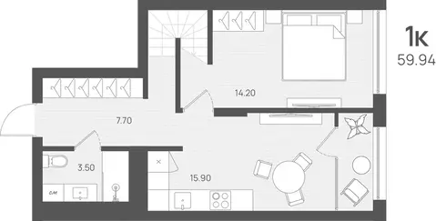 1-комнатная квартира: Калининградская область, посёлок городского типа ...