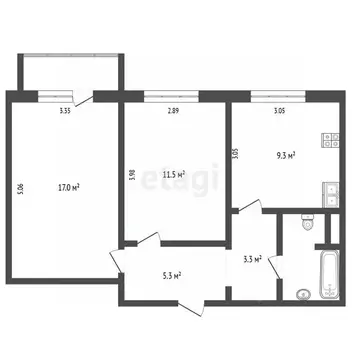 2-к кв. Вологодская область, Череповец ул. Гоголя, 19 (50.4 м)