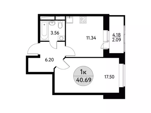 1-комнатная квартира: Щёлково, Фряновское шоссе, 13 (40.69 м)