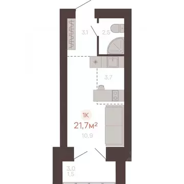 1-к кв. Алтайский край, Новоалтайск ул. Южсиба, 52А (21.9 м)