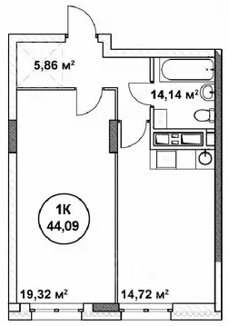1-к кв. Нижегородская область, Нижний Новгород ул. Родионова (44.09 м)