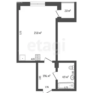 Квартира-студия: Тюмень, бульвар Бориса Щербины, 22 (32 м)