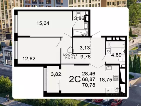 2-к кв. Рязанская область, Рязань Льговская ул., 8 (70.78 м)