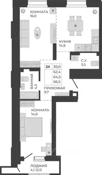 2-к кв. Алтайский край, Барнаул тракт Павловский, 251Б (64.5 м)