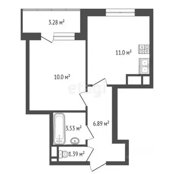 1-к кв. Тюменская область, Тюмень Интернациональная ул., 199к8 (33.8 ...